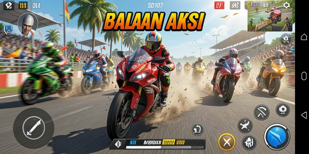 Tampilan menegangkan dari balapan motor di SD107